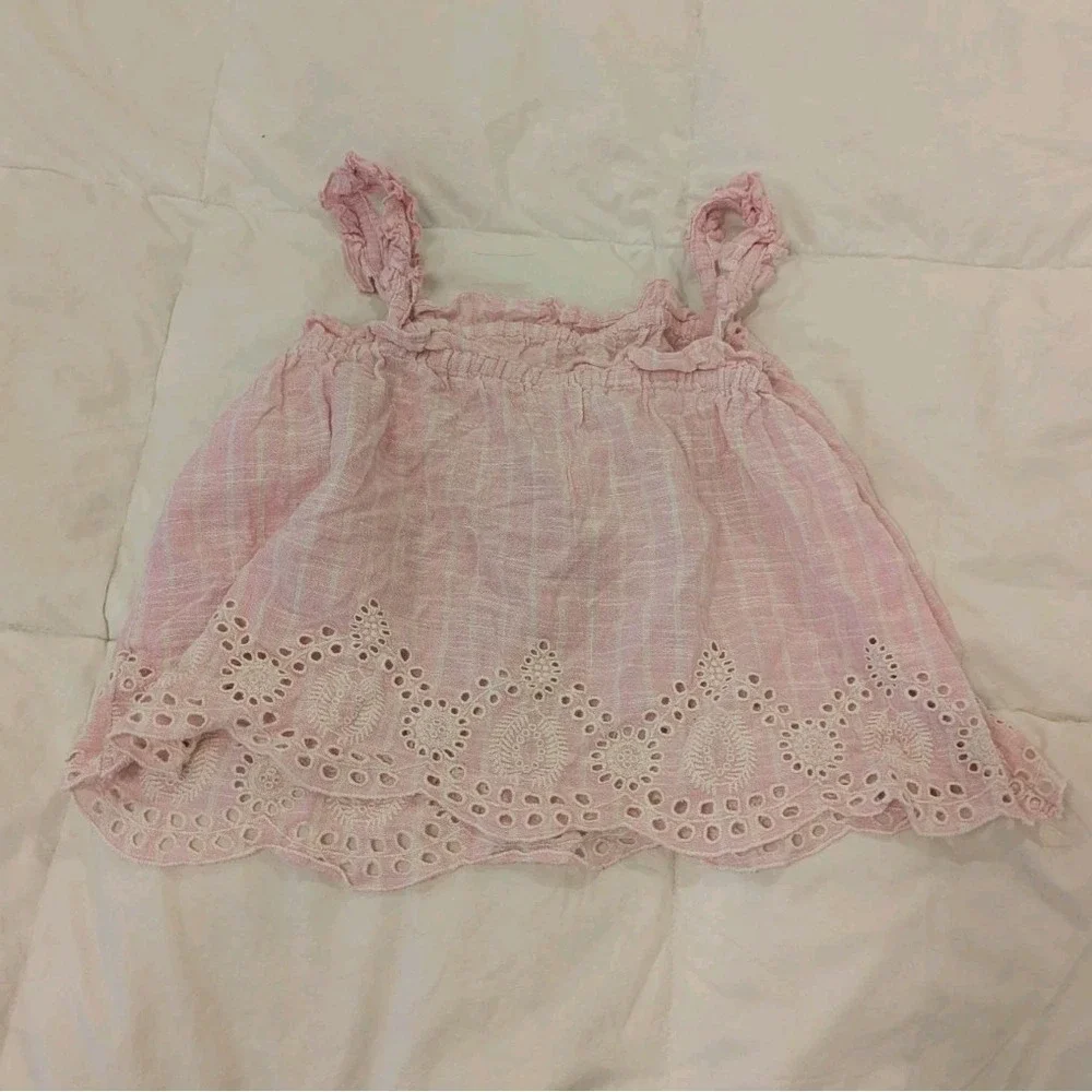 Coquette Cottagecore Pink Eyelet Tank Justice Girls 12/14 Boho Barbie Fairy